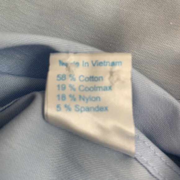 Twillory Mens Blue ‎ Performance Athletic button long sleeve 17/34-35 small tear - Picture 8 of 9